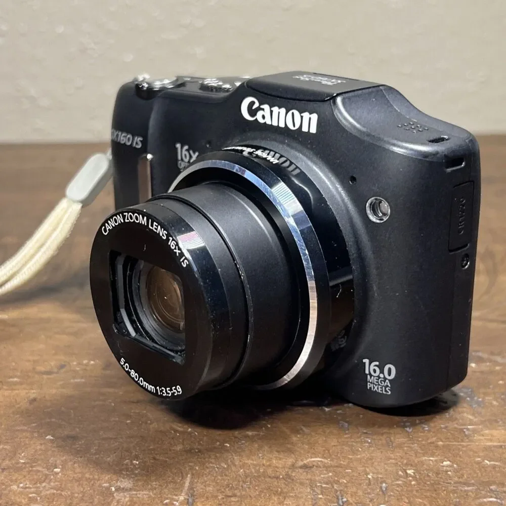 Canon PowerShot SX160 IS 16.0MP Digital Camera Black W/ Case Tested Works GUC